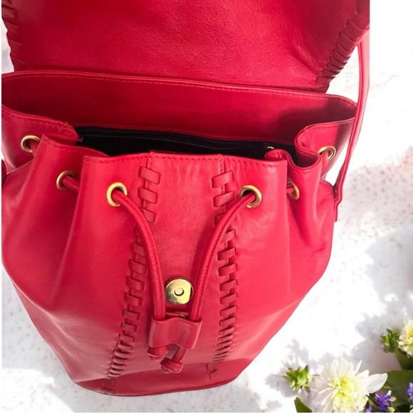 Yves Saint Laurent Stunning Red Vintage Bucket Crossbody Bag - Picture 5 of 12